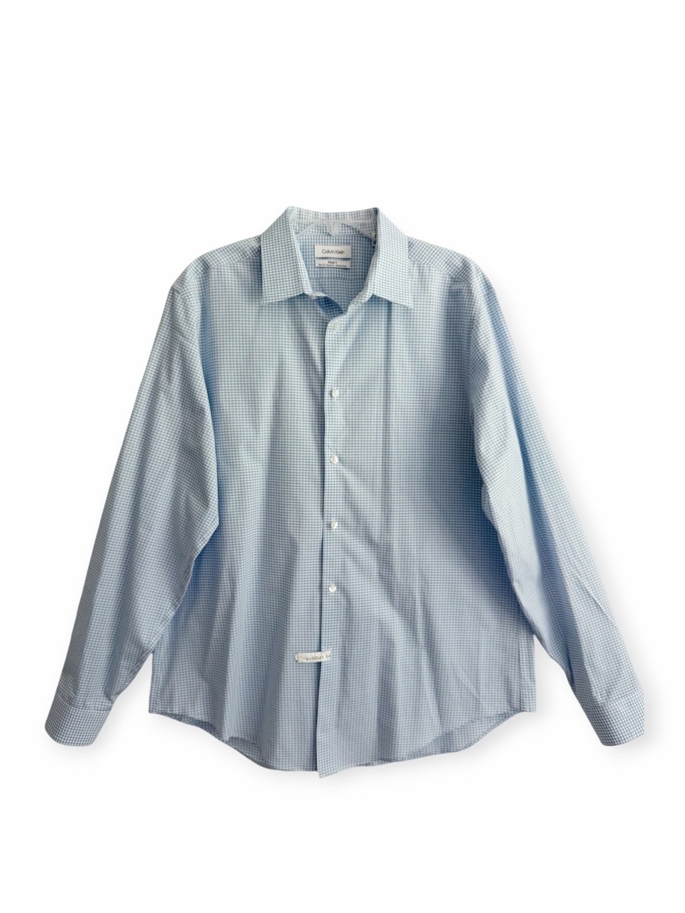 Calvin Klein Steel+ Slim Fit Blue Check Men's Dress Shirt 16.5 34/35